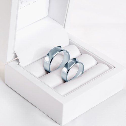 Obrączki ślubne: białe złoto, wklęsłe, 6 mm